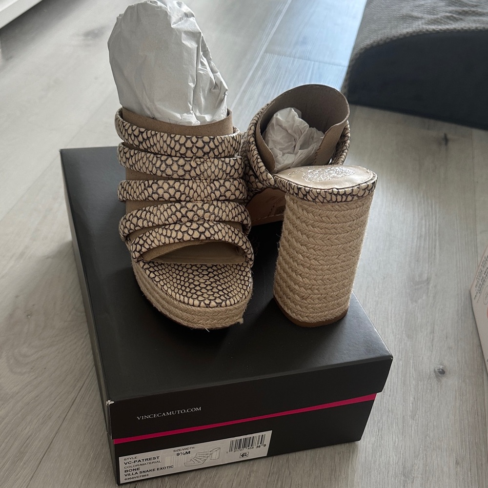 Vince Camuto Textured Tan Platform Heels